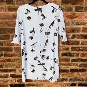 Blue Hummingbird Floral Bell Sleeve